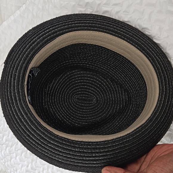 Epoch Men Black Straw Hat with Striped Band Summer Sunhat - Picture 4 of 7